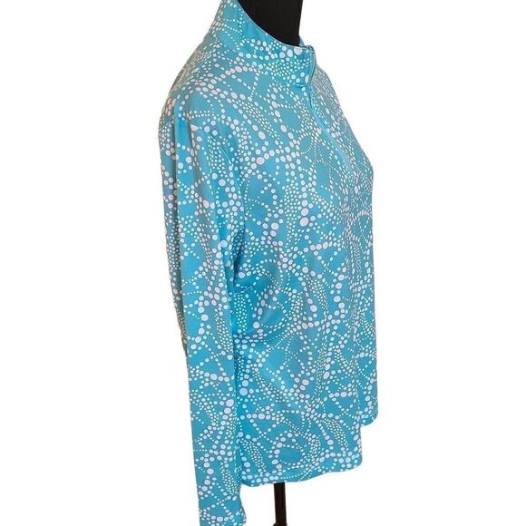 X By GOTTEX Womens Polkadot Pullover Activewear Top Aqua White Size Large NWT - Picture 5 of 13